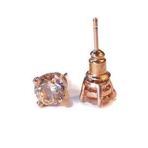 Champagne Morganite Rose Gold Stud Earrings image 7