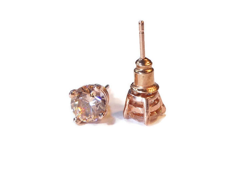 Champagne Morganite Rose Gold Stud Earrings image 7