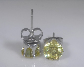 6mm Canary Yellow Stud Earrings