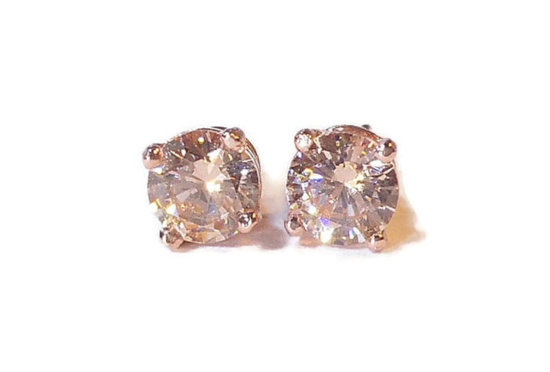 Champagne Morganite Rose Gold Stud Earrings image 3