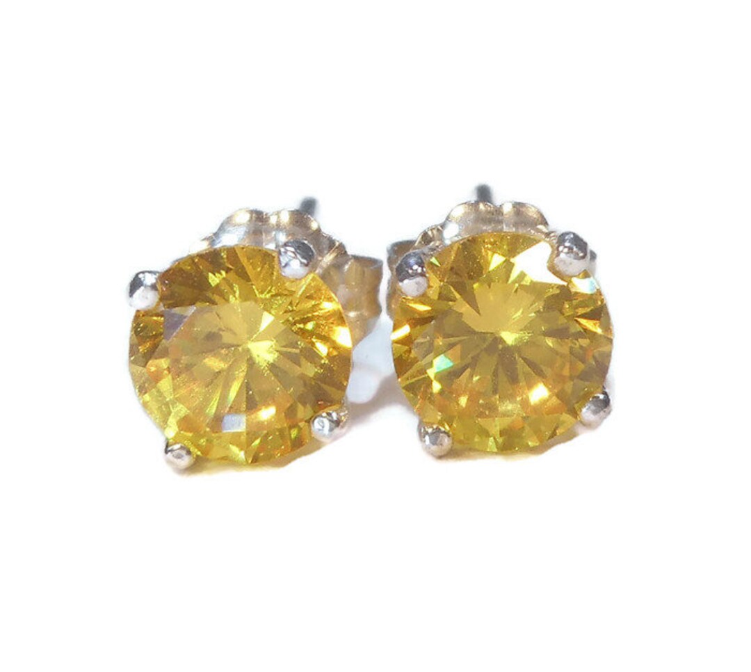 Yellow Stud Earrings, 6mm Yellow Studs, Summer Earrings, Gift for Her