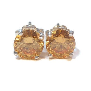 Peach Morganite Stud Earrings,6mm Morganite Studs,Peach Morganite Earring,Sterling Silver Post,Man Made Earrings,Bridesmaids,Bridal Jewelry