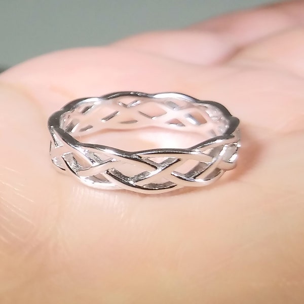 Women's Celtic Woven Wedding Band Sterling Silver Ring