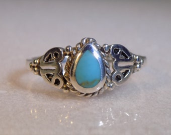 Blue Turquoise Sterling Silver Ring, Southwestern Ring