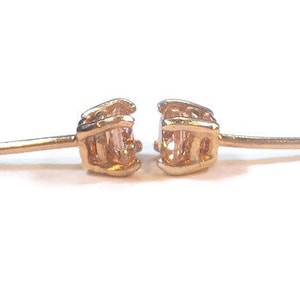 Champagne Morganite Rose Gold Stud Earrings 4mm image 6