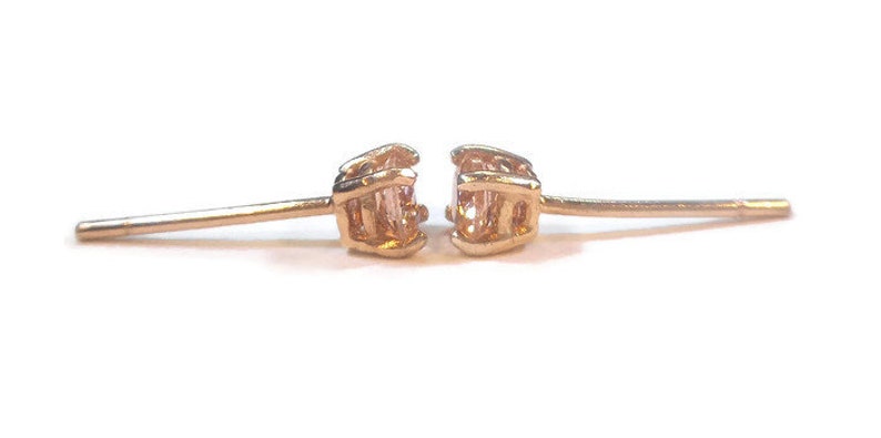 Champagne Morganite Rose Gold Stud Earrings 4mm image 6