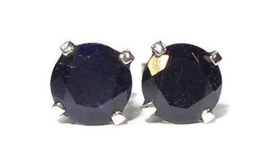 Black sapphire stud earrings deals