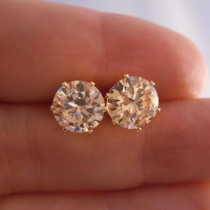 Morganite Earrings, 8mm Morganite Studs, Bridal Earrings, Gift for Her, Handmade Earrings, Colorstone Earrings, Solitaire Earrings