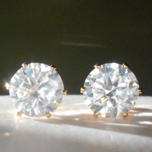 White CZ Earrings, 8mm White Gold CZ Studs, Bridal Earrings, Handmade Earrings, Gift for Her