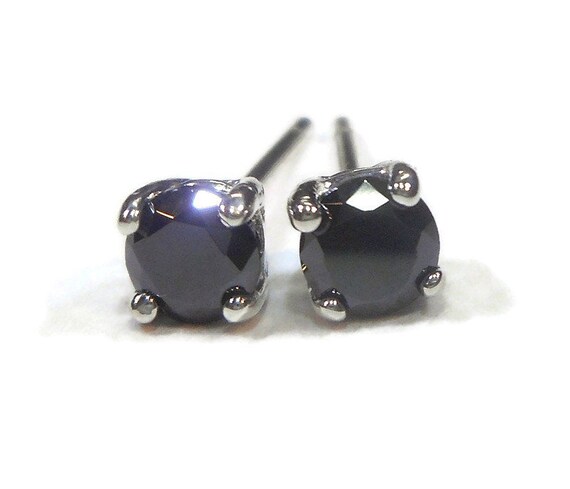 4mm Black Cubic Zirconia Sterling Silver Stud Earrings Gift for
