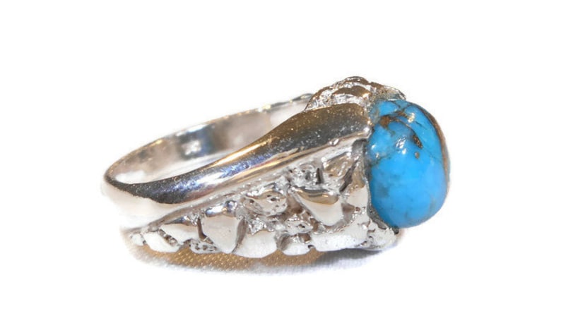 Turquoise Ring,Mens Turquoise Ring,Mens Ring Turquoise,Southwest Mens Sterling Silver Turquoise Native American Ring,December Birthstone