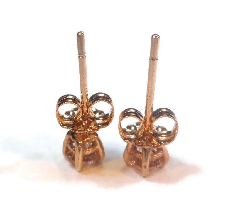 Champagne Morganite Rose Gold Stud Earrings 4mm image 9