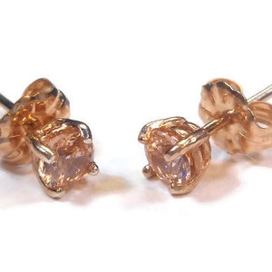 Champagne Morganite Rose Gold Stud Earrings 4mm image 5