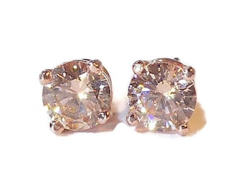 Champagne Morganite Rose Gold Stud Earrings