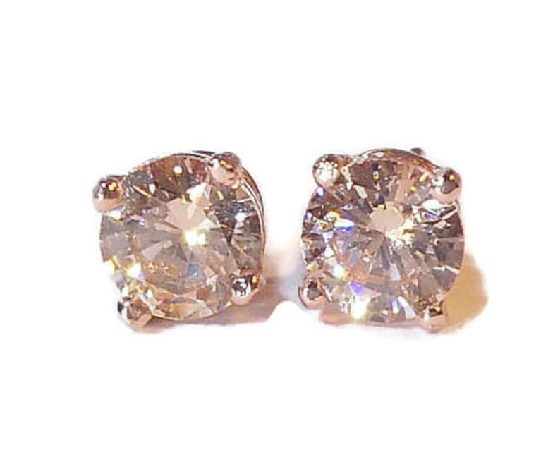 Champagne Morganite Rose Gold Stud Earrings image 1