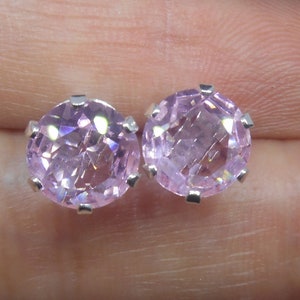 Morganite Stud Earrings, 8mm Pink Morganite Earrings, Gift for Her, Anniversary Gift, Gemstone Earrings