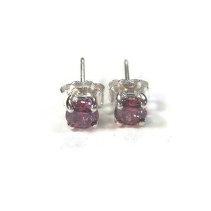4mm Rhodolite Cubic Zirconia Stud Earrings