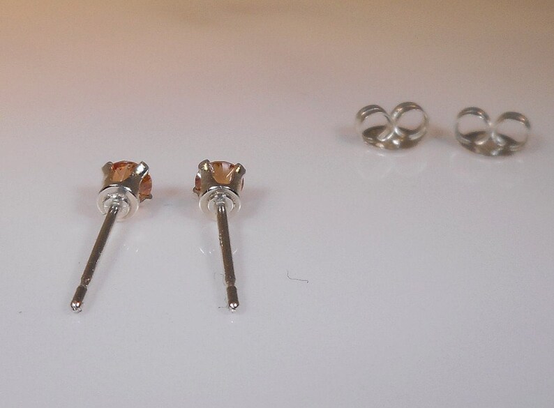 3mm Champagne Morganite Cubic Zirconia Earrings 925 Settings