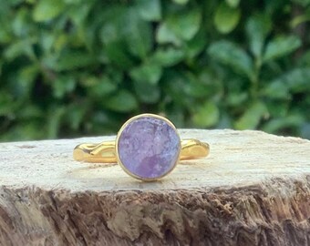 Amethyst Gold Vermeil Ring, Raw Stone Ring, February Birthstone Gift Idea