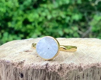 Moonstone Ring, Raw Stone Ring, Rough Natural Gemstone Gold Ring, Natural Moonstone Gemstone Gold Ring