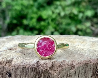 Raw Ruby Gold Vermeil Ring: July Birthstone, US Size 6.75