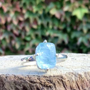 Roher Aquamarin Sterling Silber Ring - März Geburtsstein
