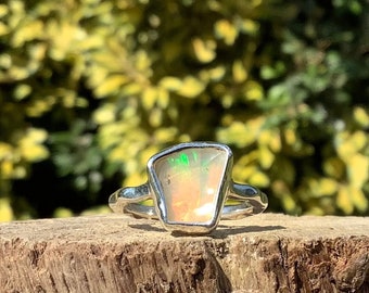 Raw Ethiopian Opal Sterling Silver Ring - US Size 7