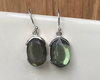 Mothers Day Gift, Labradorite Silver Earrings, Gemstone Drops, Gemstone Oval Stone Earrings, Gift for Her