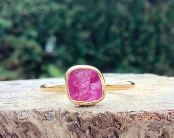 Raw Ruby Gold Vermeil Ring: July Birthstone Gift