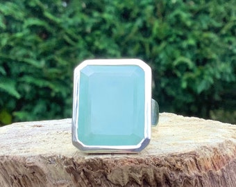 Aquamarine Silver Ring, March Birthstone Jewellery, Faceted Aquamarine, Gift for Women