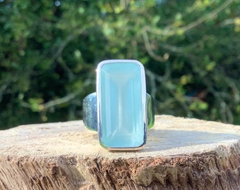 Aquamarine Silver Ring, March Birthstone Jewellery, Faceted Aquamarine, Gift for Women