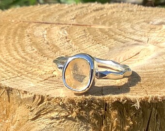Raw Lemon Quartz Sterling Silver Ring: Boho Gemstone Jewelry
