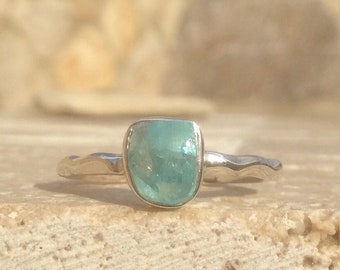 Raw Apatite Silver Ring, Ready to Ship 925 Ring with Stone, Best Friend Gift