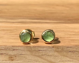 Valentines Gift for Her, Women’s Stone Stud Earrings, Raw Peridot Gold Studs, Raw Gemstone Earrings, August Birthstone Studs