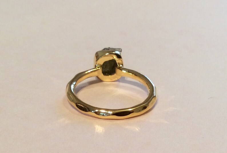Natural Crystal Ring Raw Moldavite Gold Vermeil Ring Raw Stone Gold Ring