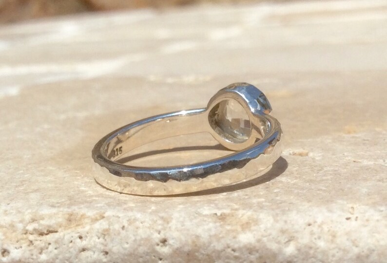 Crystal Quartz Silver Ring Gift for Women Small Faceted Gemstone Silver Ring