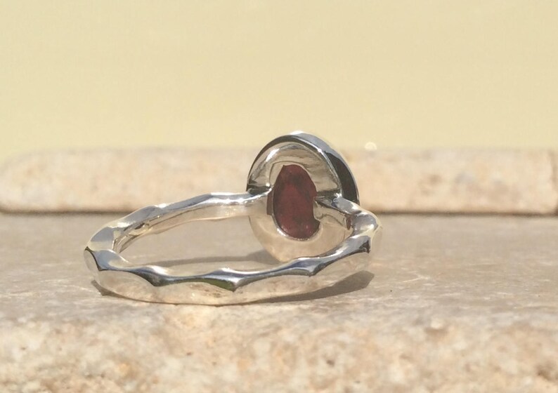 Raw Stone Ring January Birthstone Silver Ring Raw Garnet Silver Ring