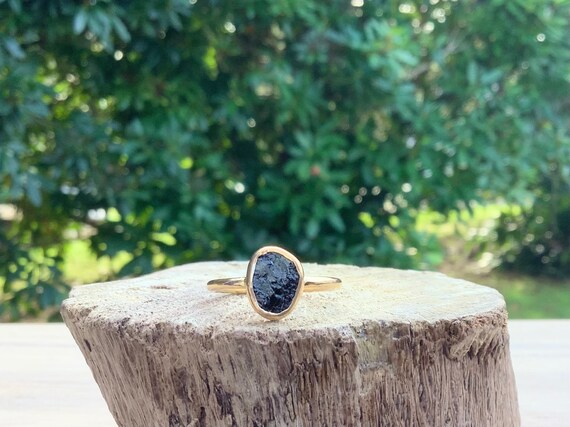 Bague en vermeil en or tourmaline noire bague en pierre brute pierre precieuse naturelle brute cadeau pour petite amie Etsy France
