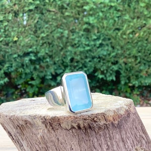 Aquamarine Silver Ring, March Birthstone Jewellery, Faceted Blue Aquamarine, Gift for Women image 3