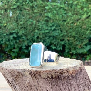 Aquamarine Silver Ring, March Birthstone Jewellery, Faceted Blue Aquamarine, Gift for Women image 2