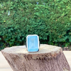 Aquamarine Silver Ring, March Birthstone Jewellery, Faceted Blue Aquamarine, Gift for Women image 5