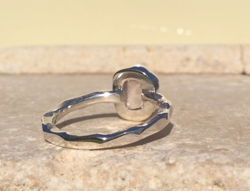 Raw Rose Quartz Silver Ring Gift For Sister Pink Gemstone Silver Jewellery