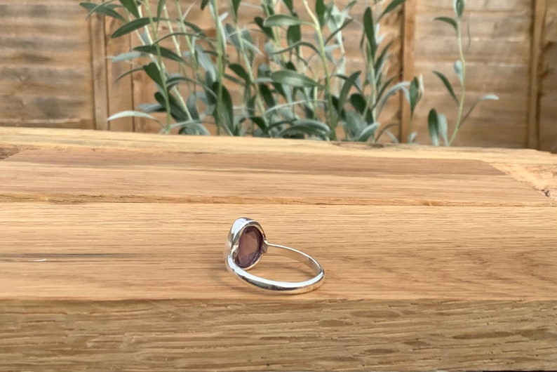 February Birthstone Jewellery Womens Gemstone Silver Ring Raw Amethyst Ring