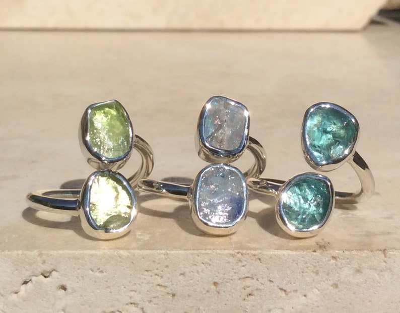 February Birthstone Ring Amethyst Silver Adjustable Ring Raw Amethyst Double Stone Ring Womens Jewellery