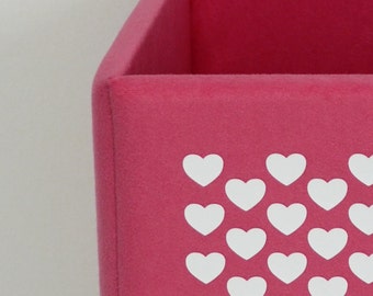 cute kids playroom modern pink toy storage box basket cube organization nursery room child decor playroom toy box for girls hearts print