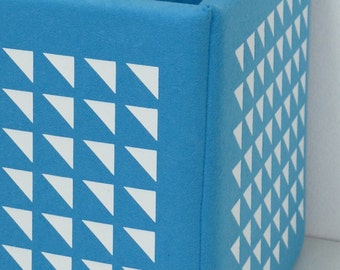 triangles print modern blue toy Storage cube basket organization nursery kids room child decor playroom toy box for boys