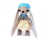 Hase Handarbeit Hase, OOAK Teddy Hase, handgefertigte Hase, Textil Kuscheltier Hase, Kunst-Puppe