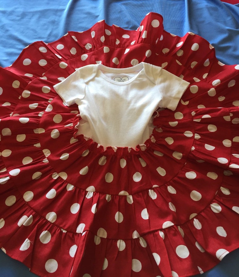 Red Polkadot Dress Onesie Skirt Set Size 6 to 12 Months