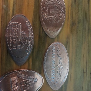 4 elongated pennies From Lydia Mountain Shenandoah National Park