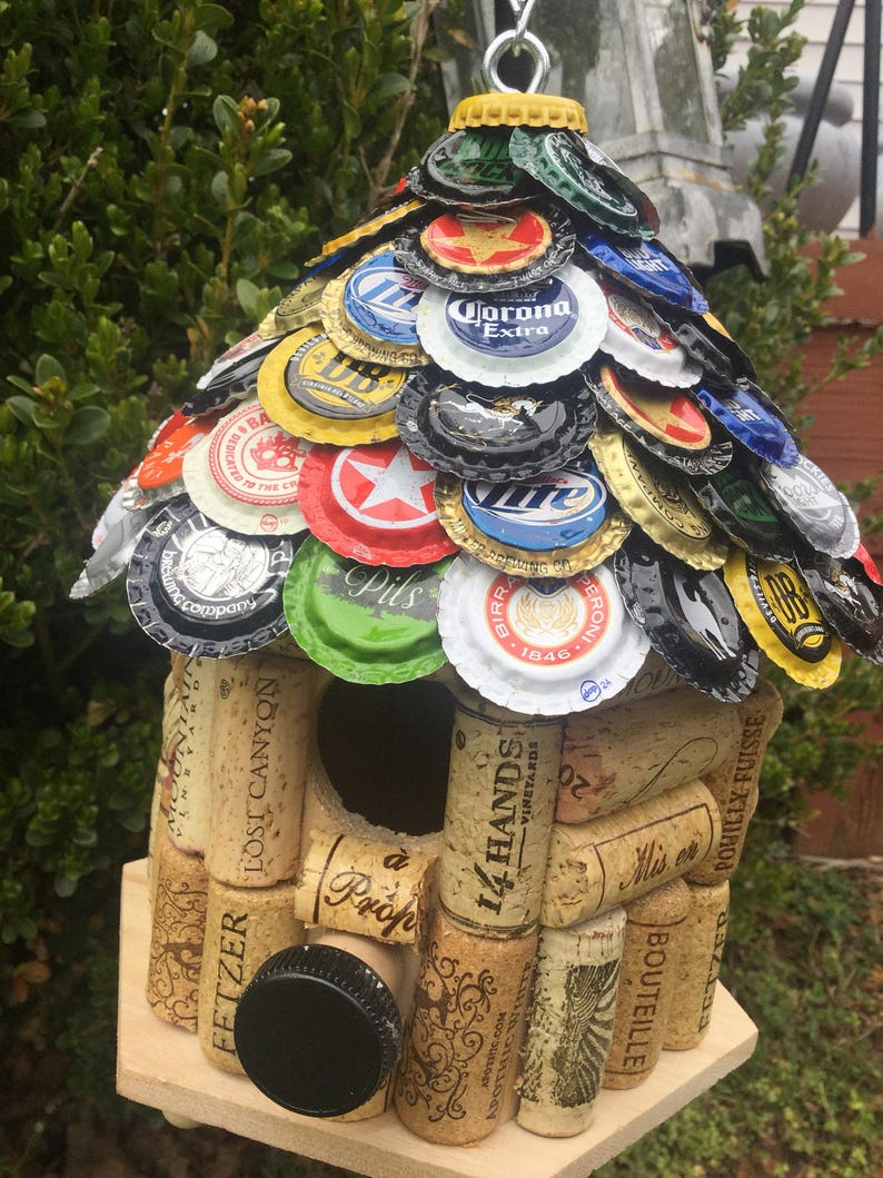 Beer Cap & Wine Cork Bird House Etsy
